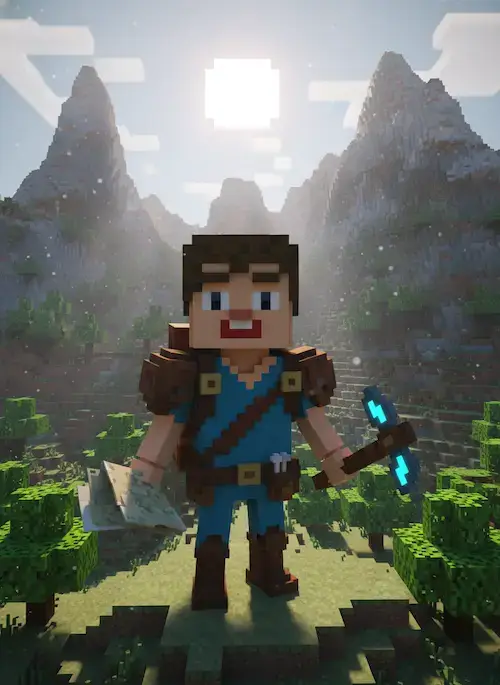 Blocky craft illustration style