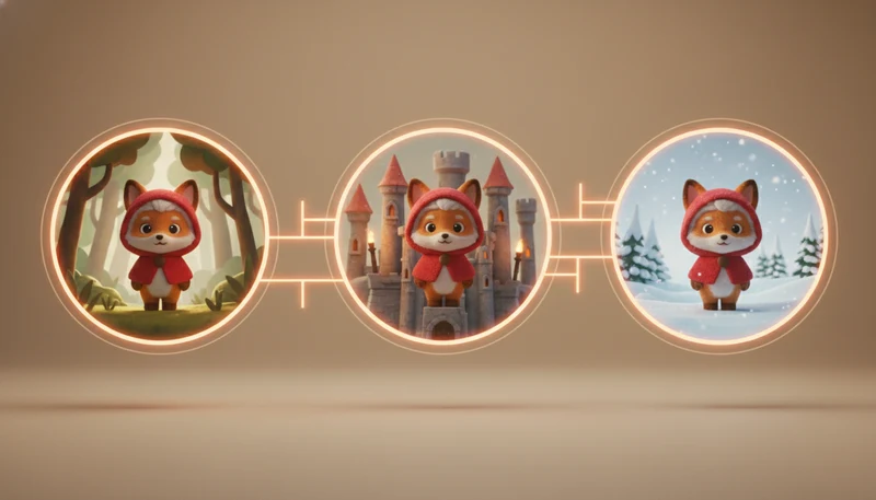 Consistent characters across multiple scenes in an AI story video generator